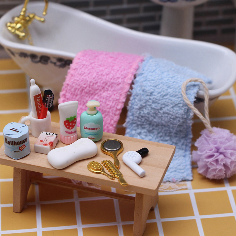 Model Kit Toy - Doll House Miniature Practical Bathroom Accessory