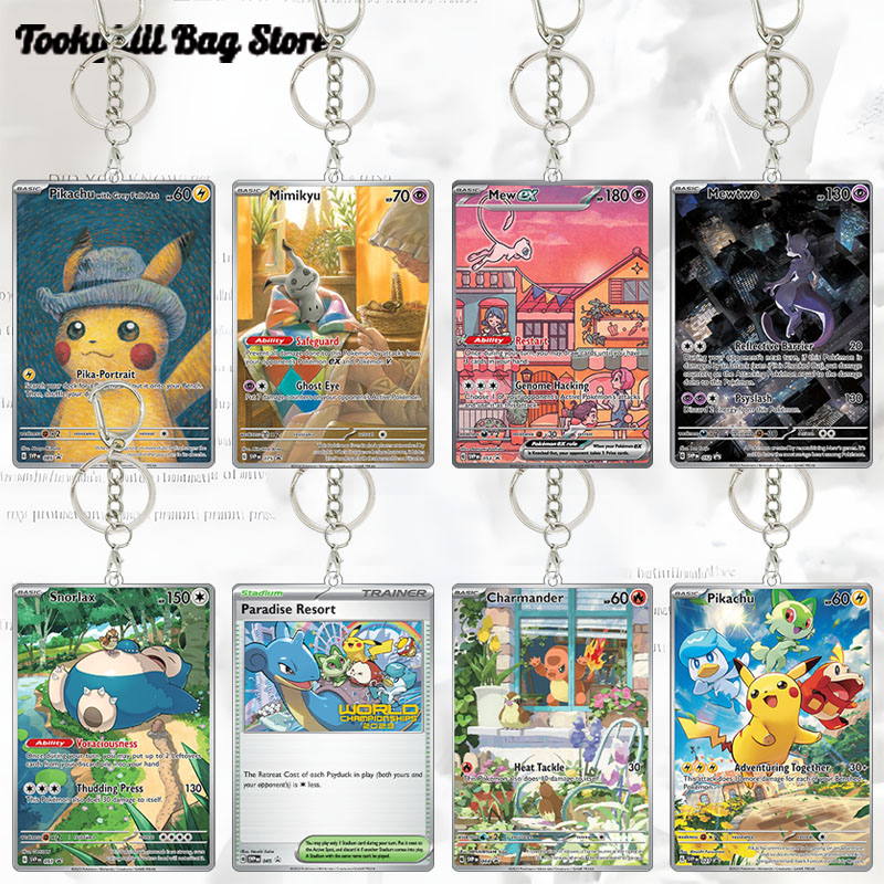 Model Kit Plastic - PTCG Mimikyu Acrylic Keychain Cards Mew