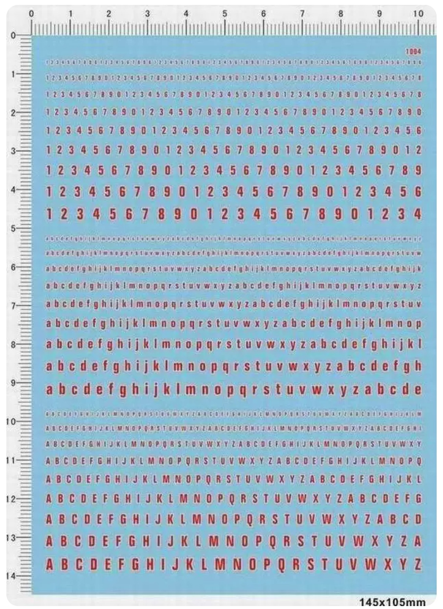 English Numbers and Letters Al - огляд і ціна Model Kit Water Decal